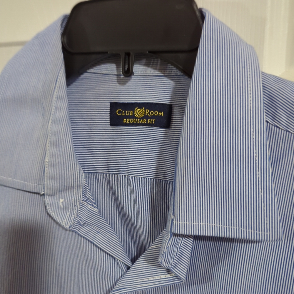 Men CLUB ROOM Pinstripe Size 17.5(34/35) buttons Regular Fit EUC